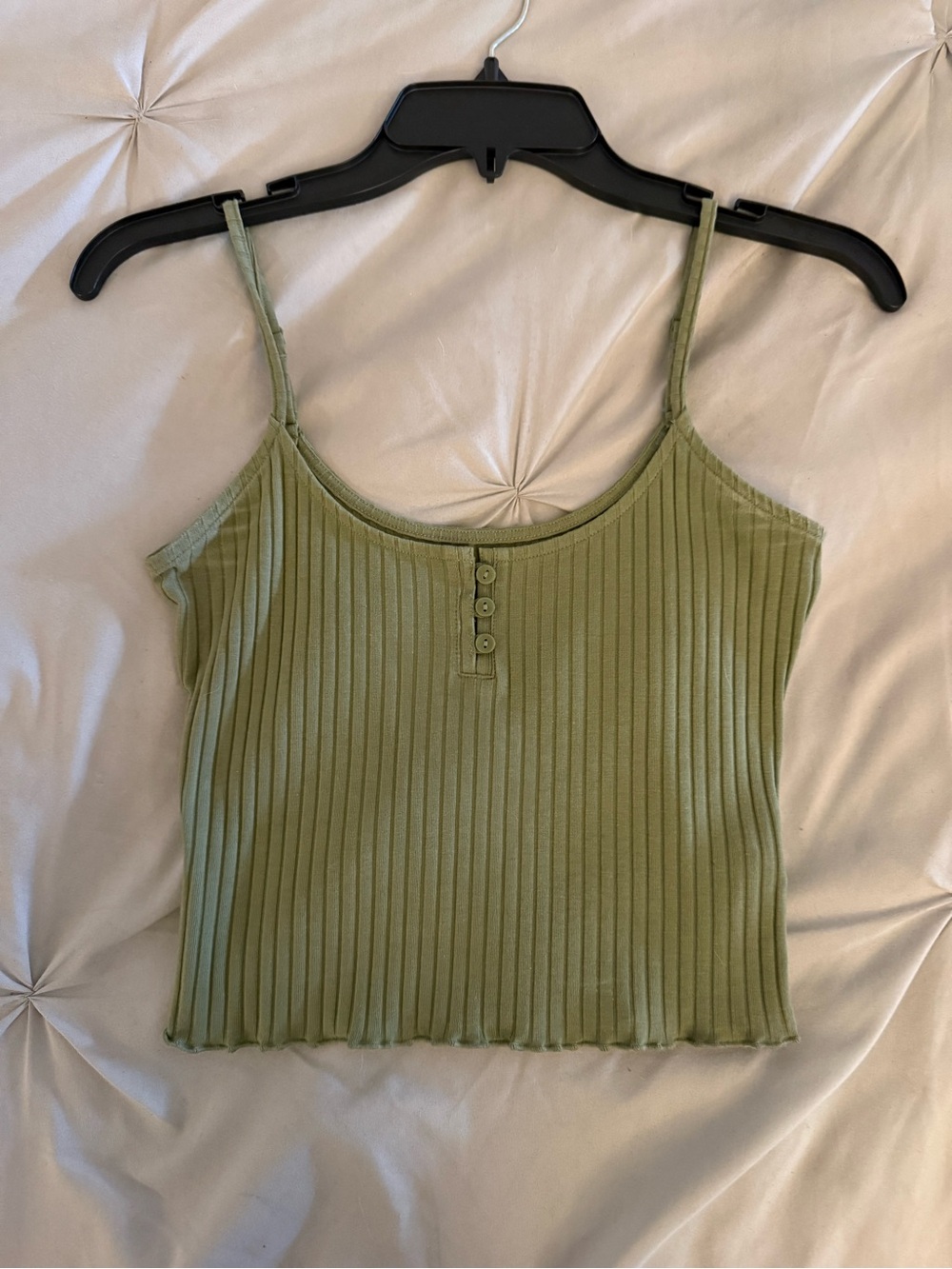 American Eagle Outfitters Olive Green Ribbed Cropped Cami